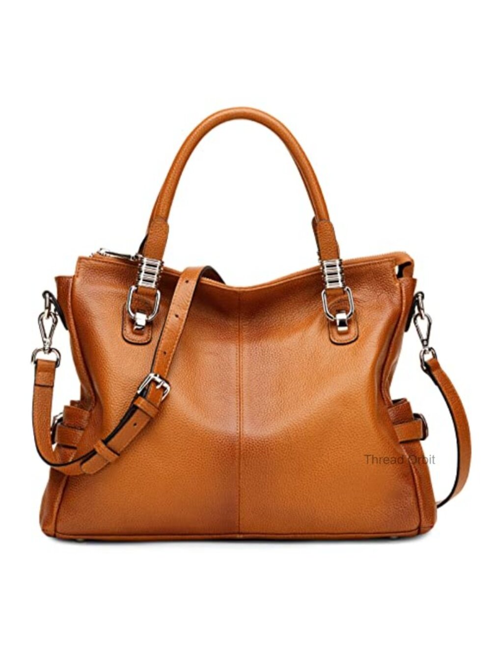Genuine Leather Satchel Handbag Top Grain Pebbled Cowhide Tote Crossbody
